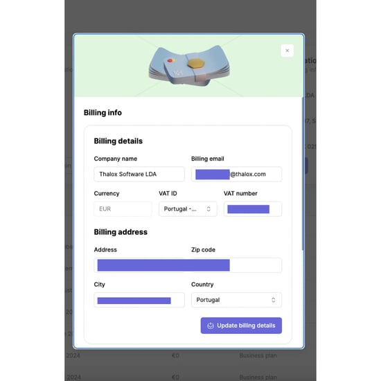 Billing details TS