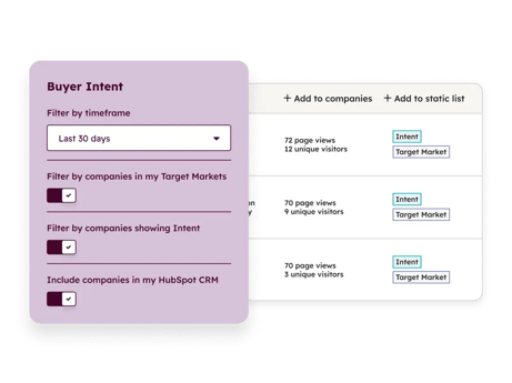 Buyer Intent - Filters