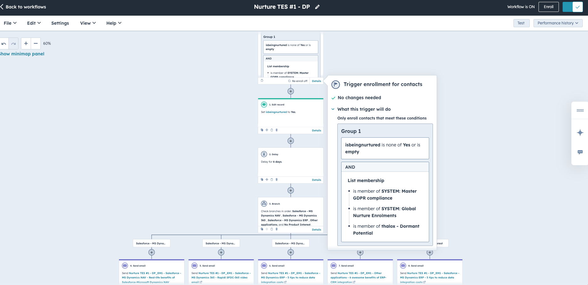 Workflow optimizing email nurtures
