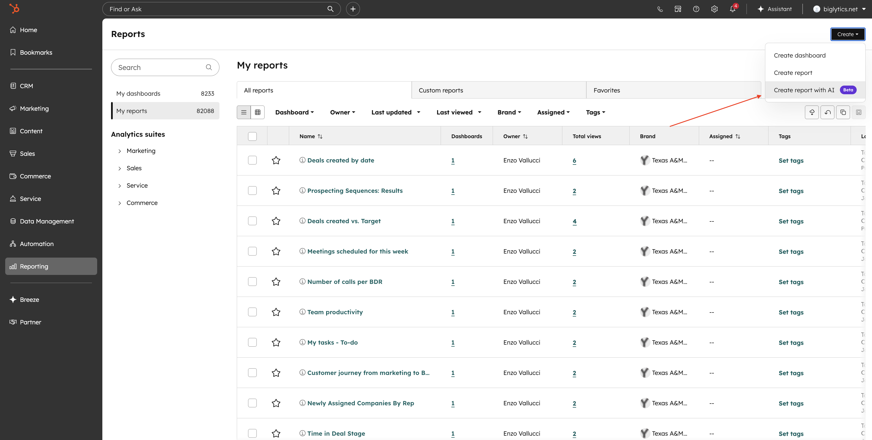 Create report with AI