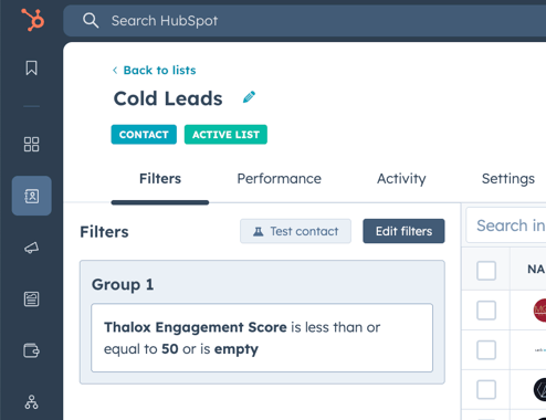 Lead Scoring Contact List