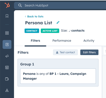 Persona contact list