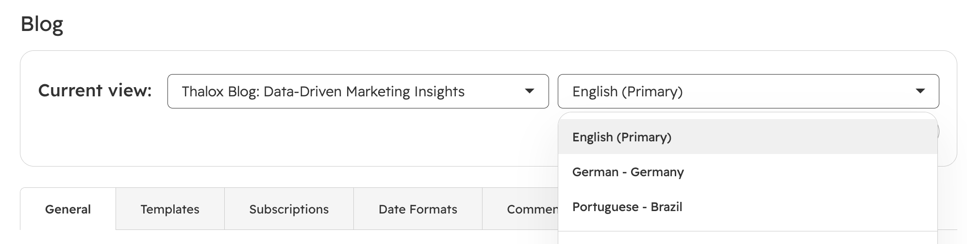 blog settings