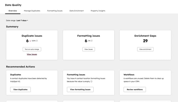 HubSpot Fall Updates Data Quality tool