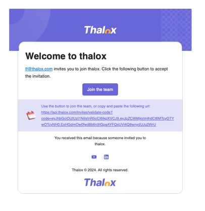 welcome email - manage team members