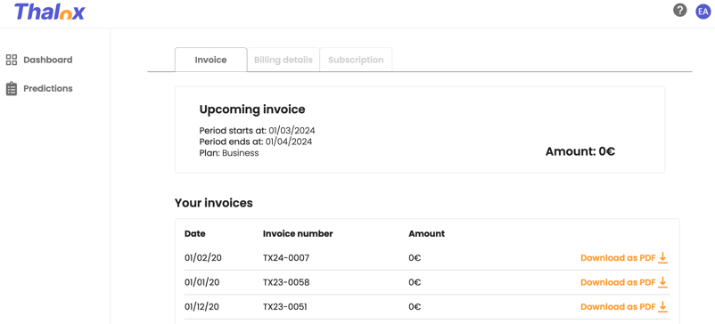 Upgrading plan billing details and invoices
