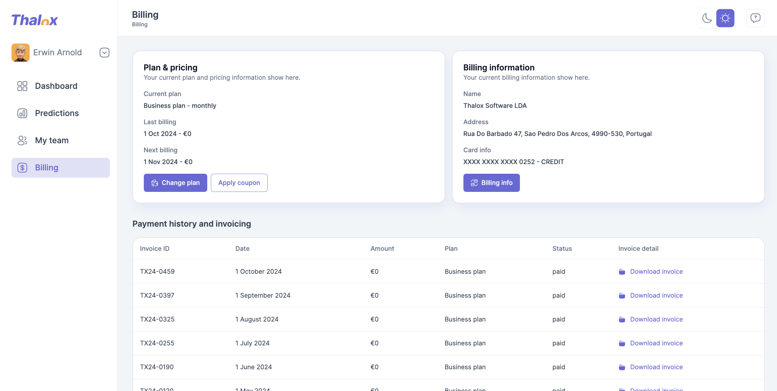 Upgrading billing plan